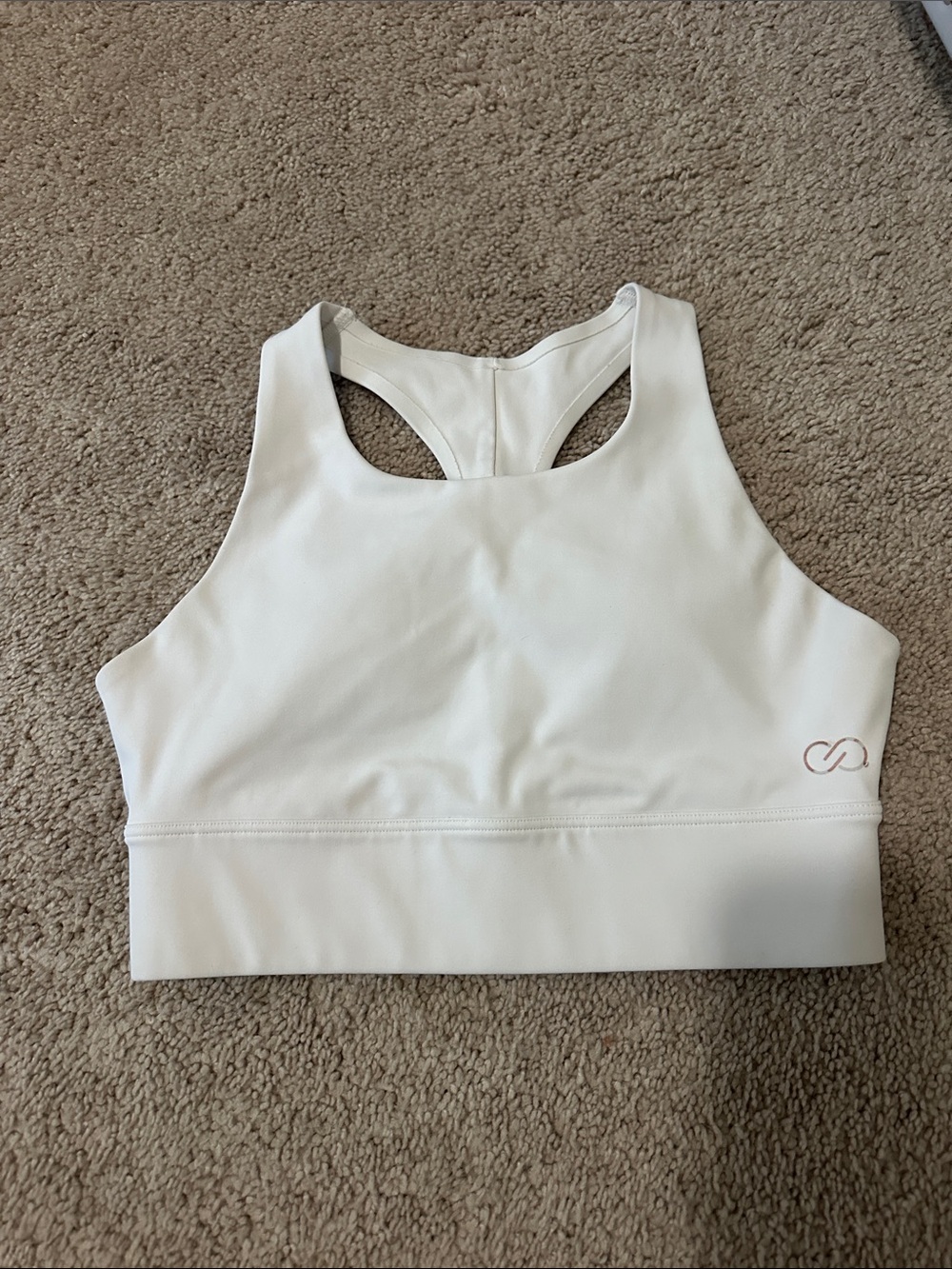 CALIA by Carrie Underwood White Racerback Workout Bra with Logo Tag